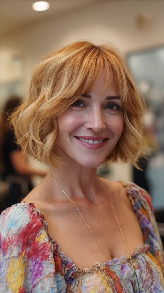 Radiant Textured Bob with Soft Curtain Bangs