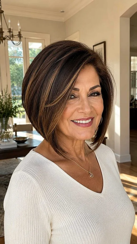 Rich Brunette A-Line with Honey Face-Frame