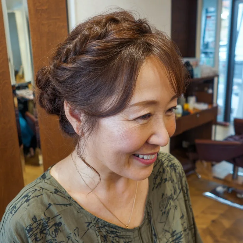 Romantic Loose Braided Updo with Face-Framing Strands