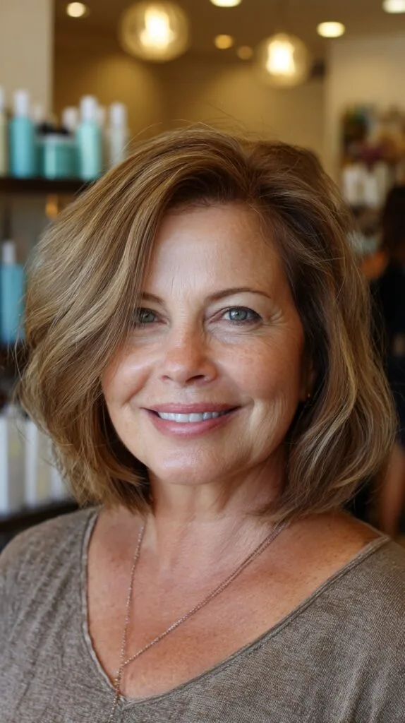 Rooted Caramel Face-Framing Shoulder Bob with Crown Lift