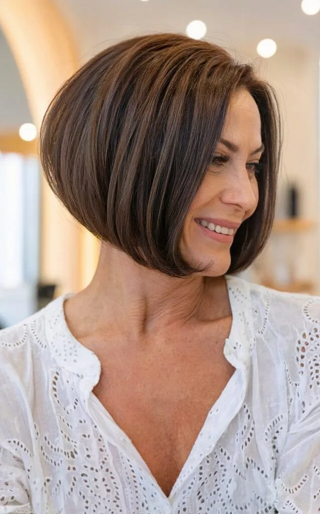 round bob for women over 50 years old