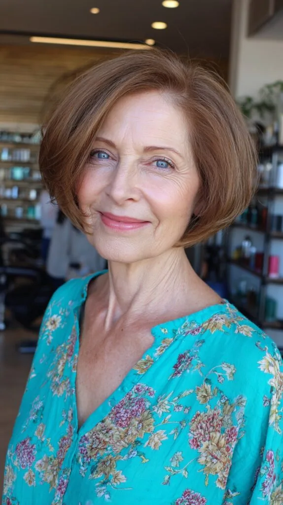 Rounded Chin-Grazing Bob with Interior Stack and Soft Side-Swept Front