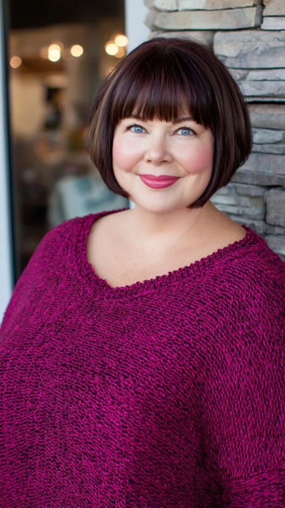 Rounded Short Bob with Micro-Blunt Fringe and Subtle Face-Framing