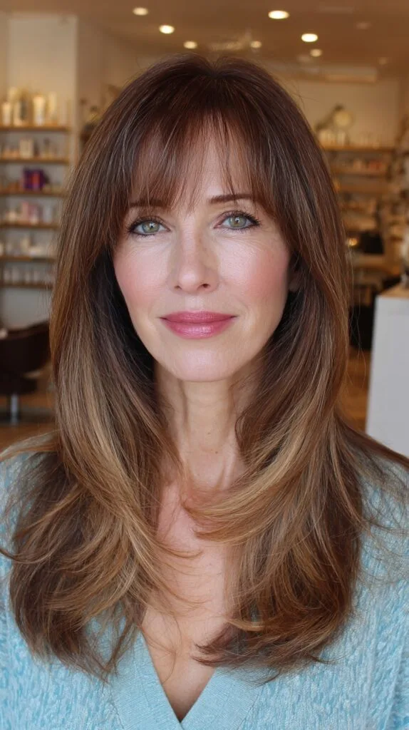 Seamless Brunette Blend with Soft Fringe