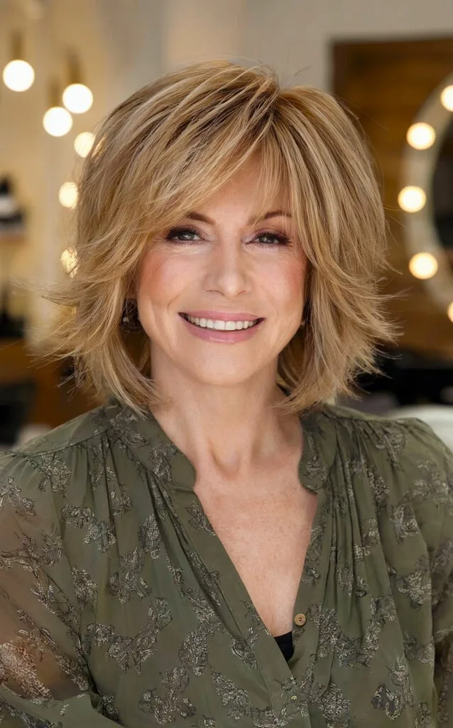 shaggy bob for women in their 50s with fine hair