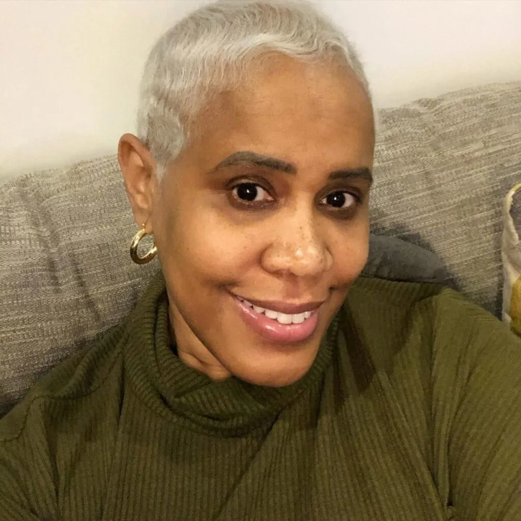 Shaved head styles for women with gray hair