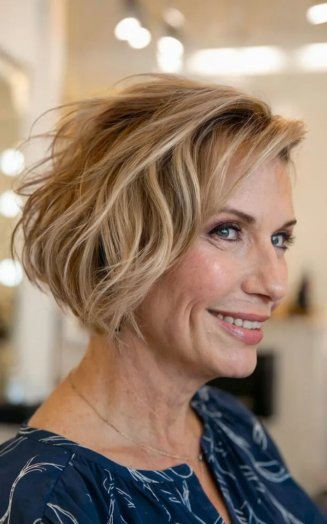 short bob style for 50 year old women