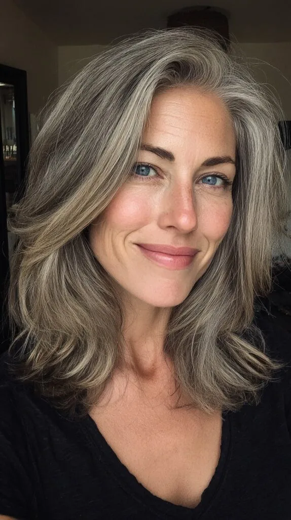 Silver-Gray Butterfly Layers with Temple-Start Face Framing