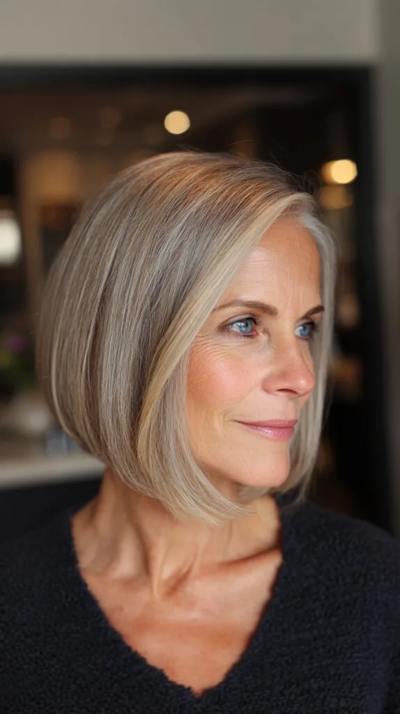 Silver-Platinum Gradient Bob with Soft Contour