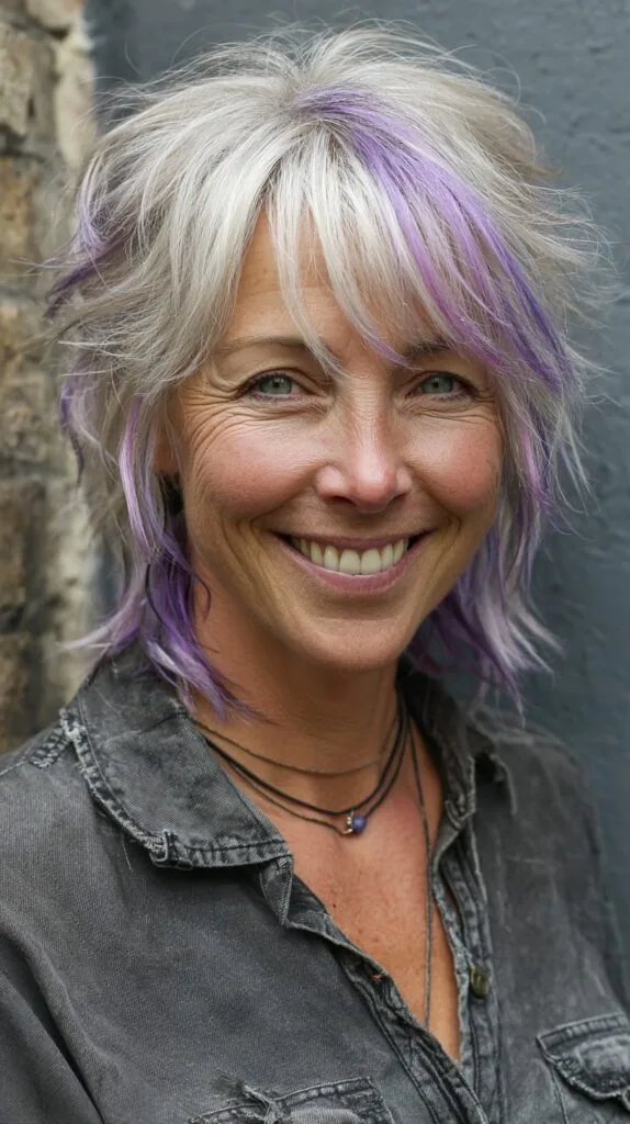 Silver Shag with Pastel Lavender Peekaboo Layers