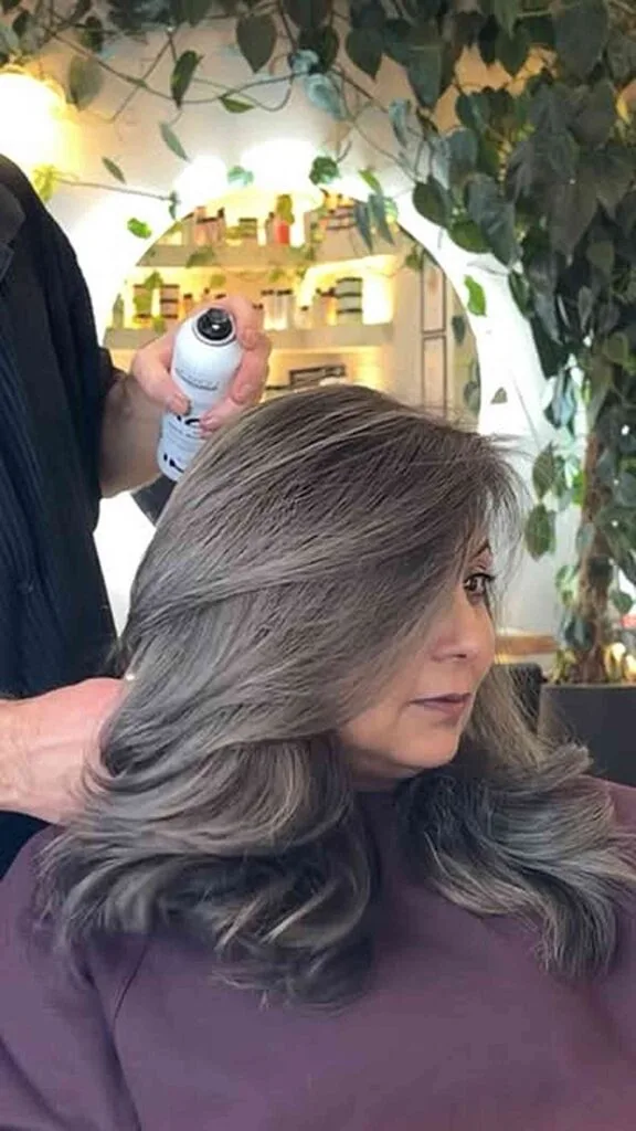 Silver Smoke Layered Midlength Blowout