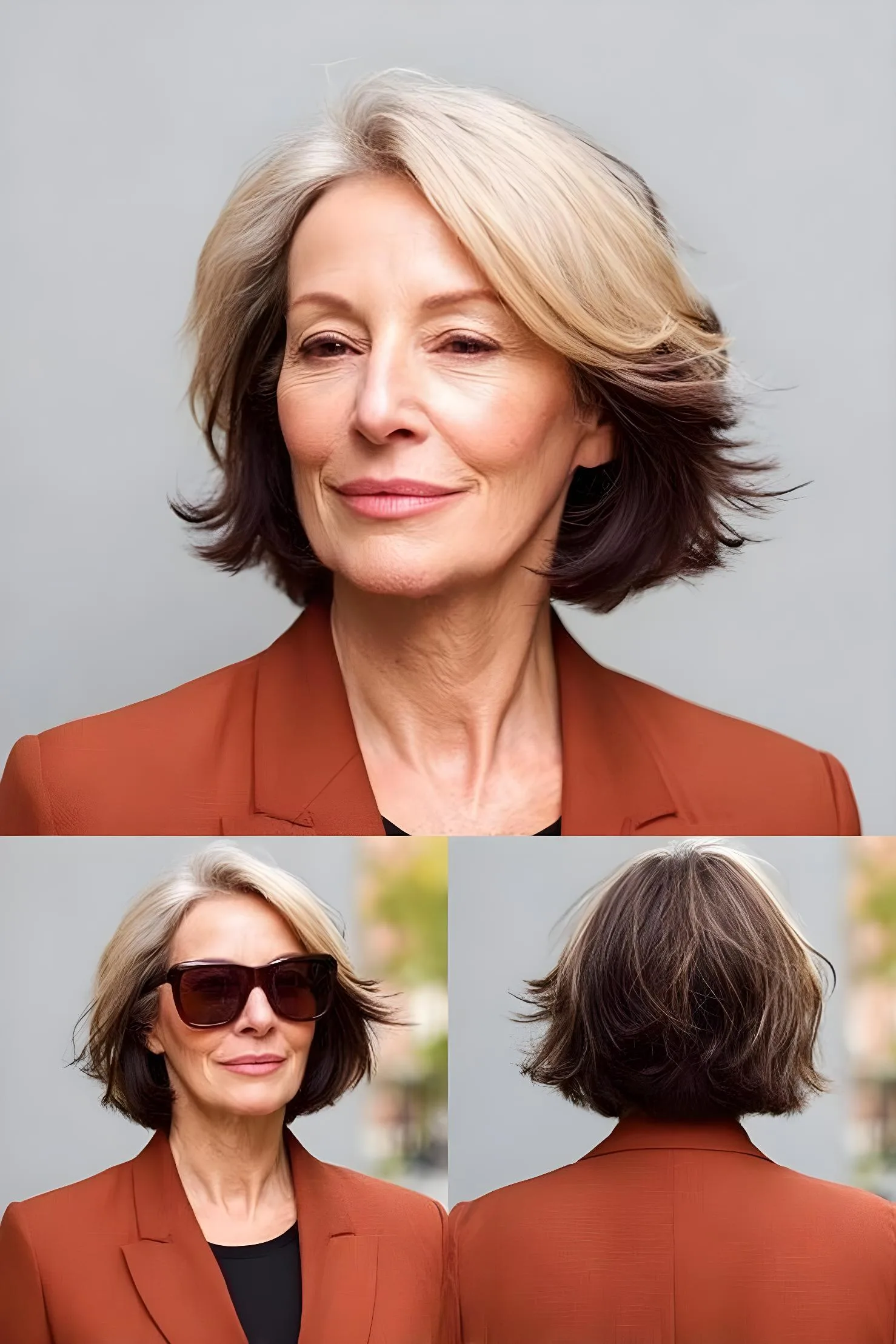 Silvery Blonde Layered Bob