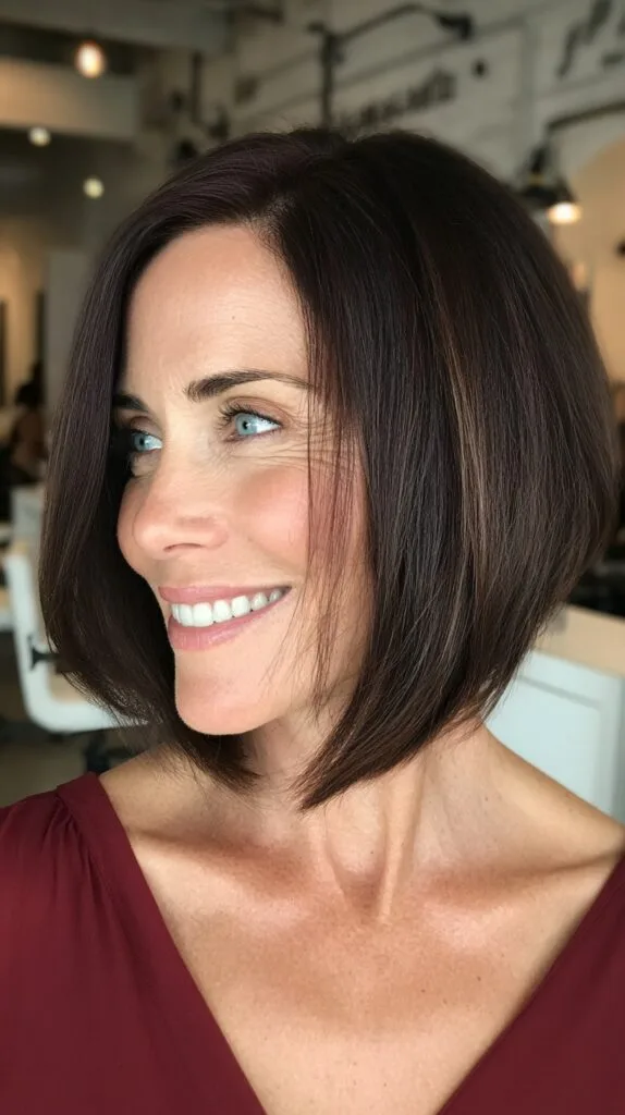 Sleek Angled Chin-Length Bob with Subtle Face-Framing Highlights