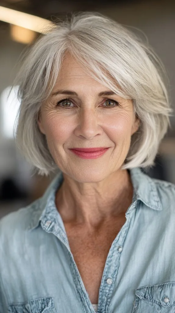 Sleek Ash Blonde Bob with Dynamic Layers