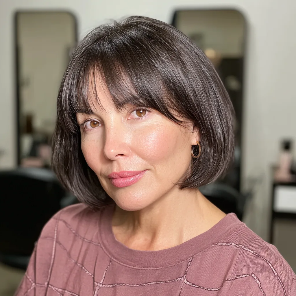 Sleek Curtain Bob with Subtle Textured Layers