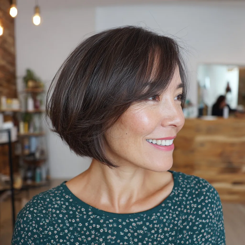 Sleek Dark Brown Inverted Bob with Subtle Layers