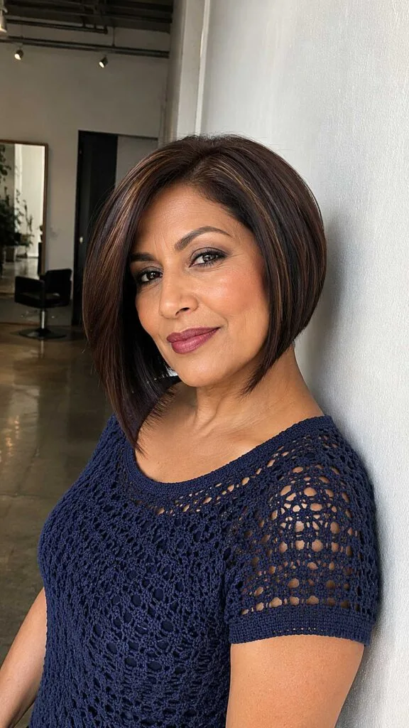 Sleek Espresso A-Line with Subtle Cinnamon Highlights