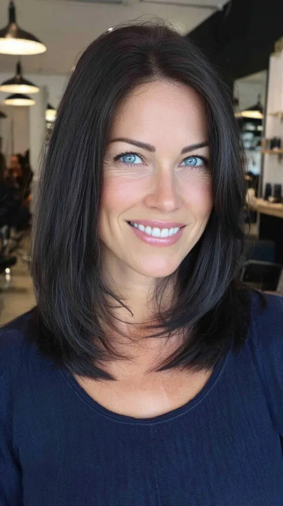Sleek Mid-Length Butterfly Cut with Feathered Nape