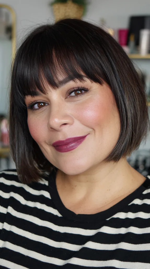 Sleek Short Bob with Soft Blunt Bangs