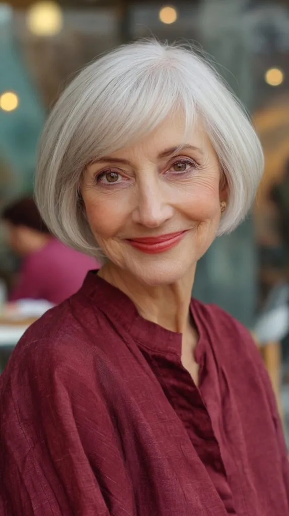 Sleek Silver Bob with Tapered Edges