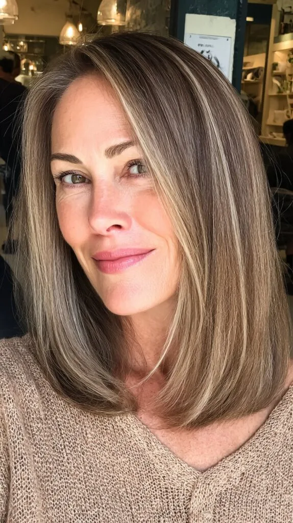 Sleek Silver Layered Bob for Mature Style