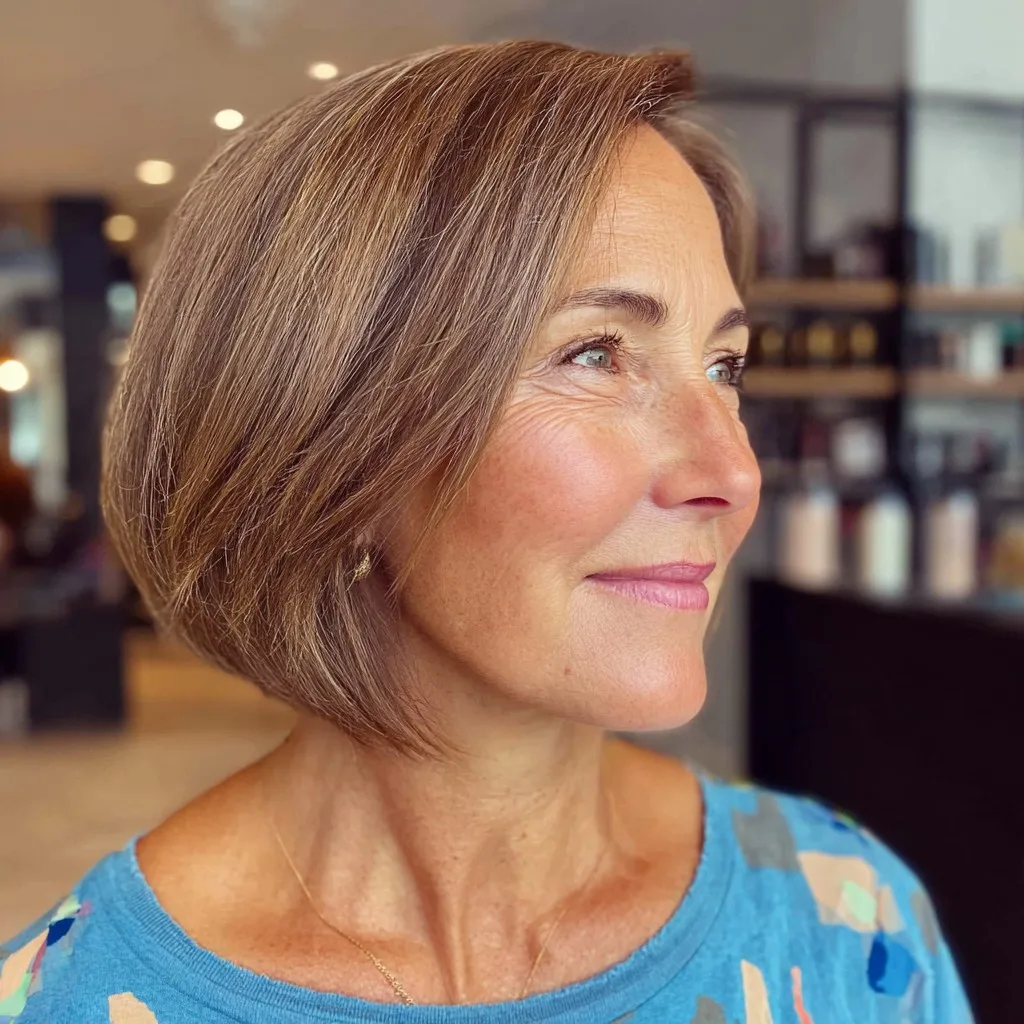 Sleek Stacked Bob with Subtle Highlights