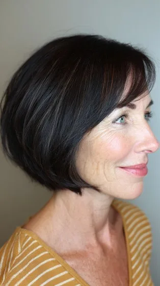 Sleek Textured Floating Bob with Subtle Highlights