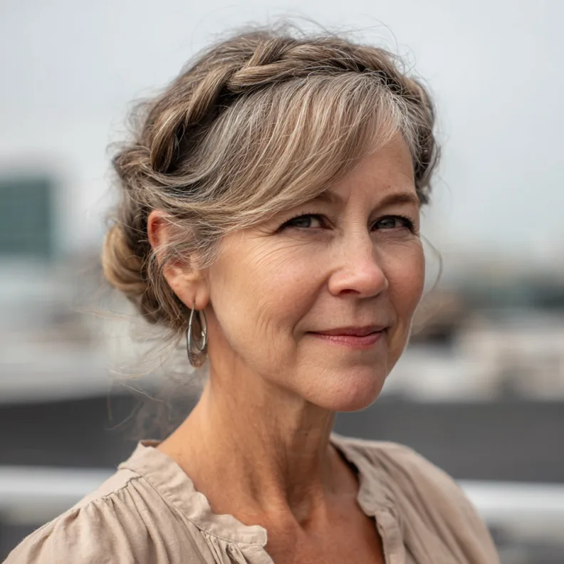 Soft Braided Updo with Gentle Waves