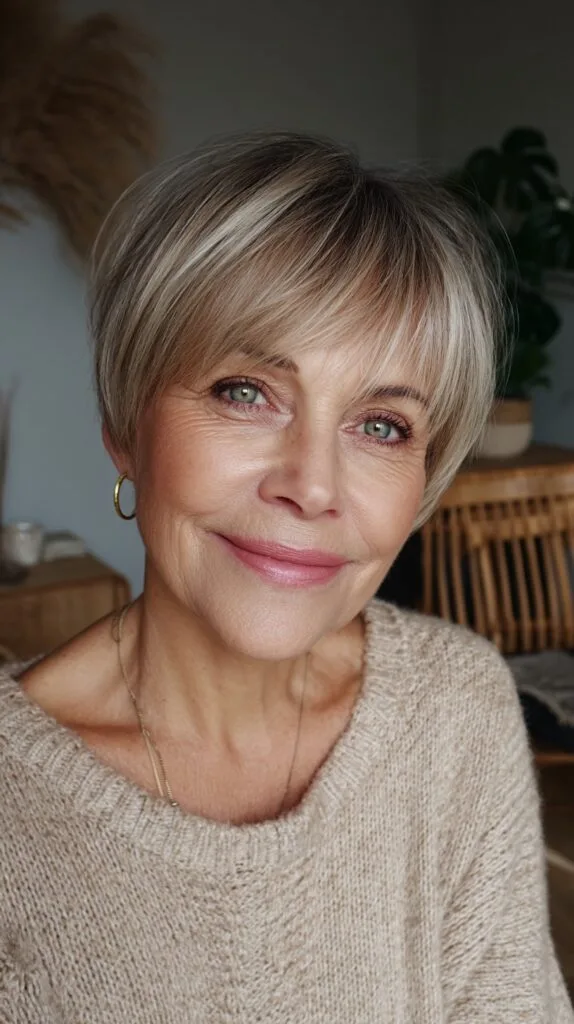 Soft Bronde Pixie-Bob with Feathered Fringe