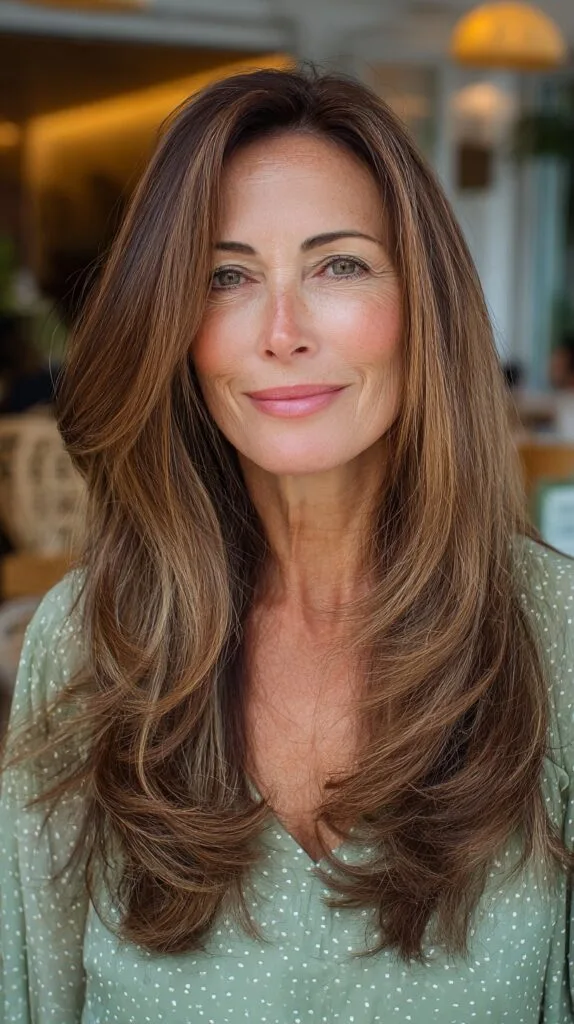 Soft Chestnut Tresses with Delicate Wave Ends