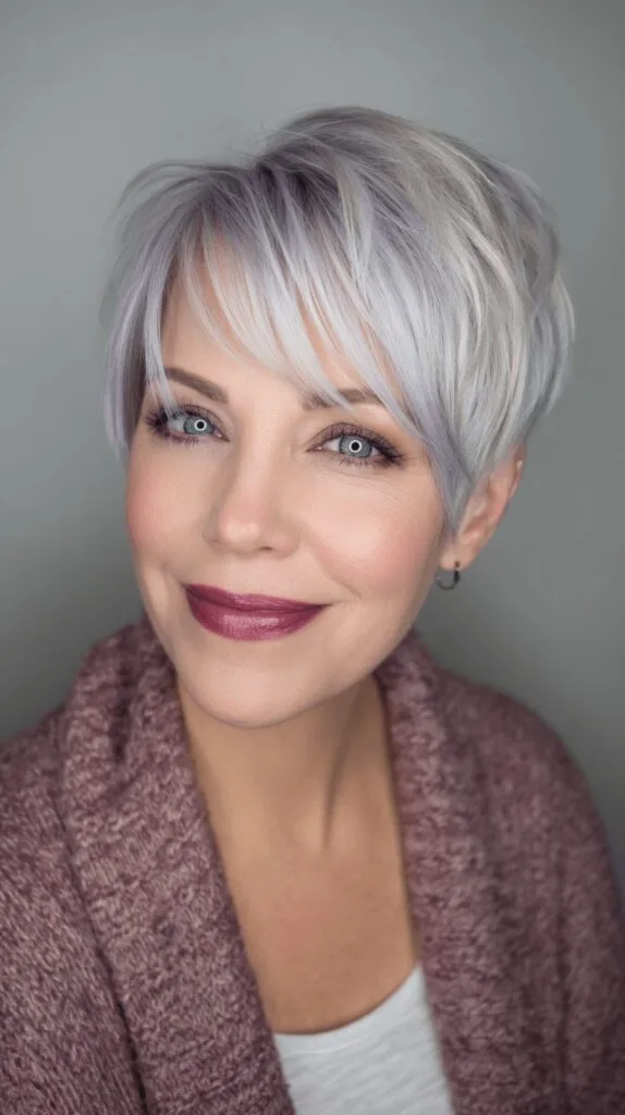 Soft Lavender Textured Pixie Cut