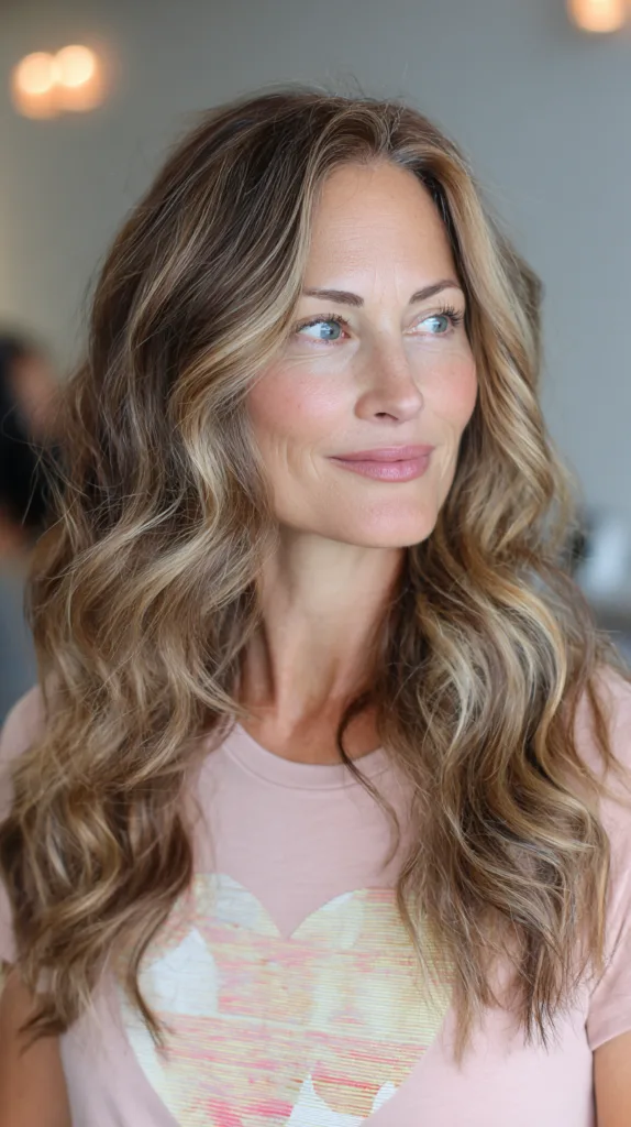 Soft Layered Beachy Waves with Face-Framing Highlights