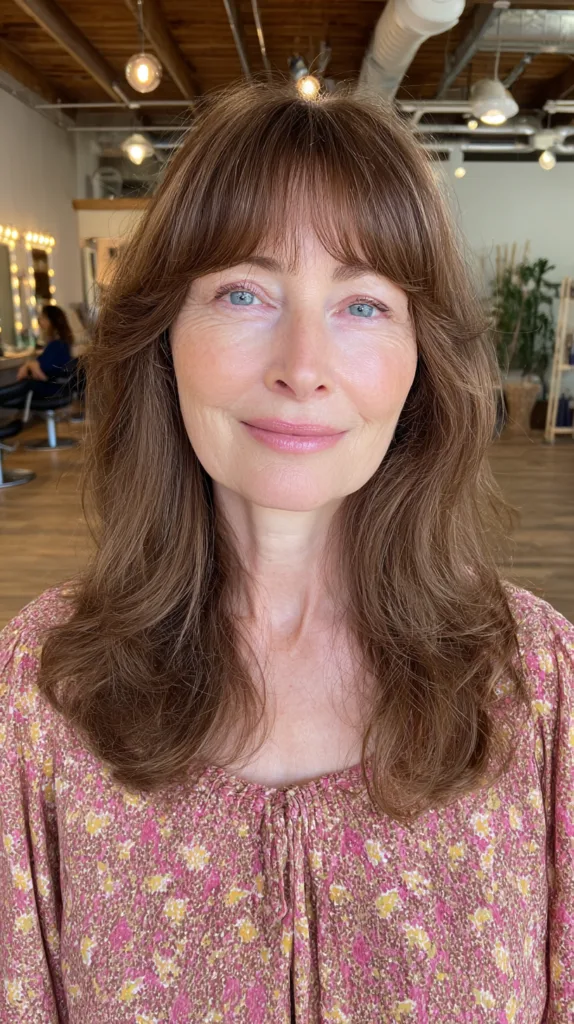 Soft Layered Cut with Gentle Bangs for Mature Women