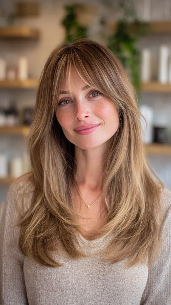 Soft Layered Cut with Gentle Curtain Bangs