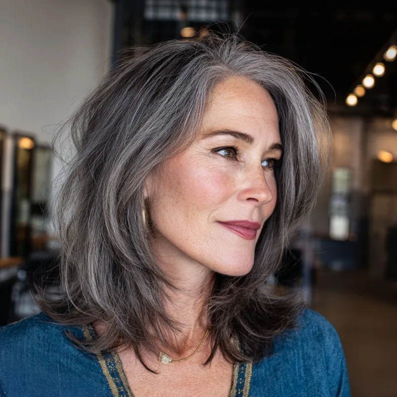 Soft Layered Cut with Silver Highlights