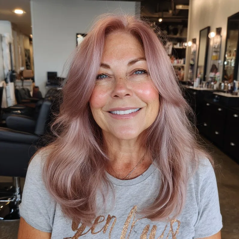Soft Long Layers with Dusty Rose Tones