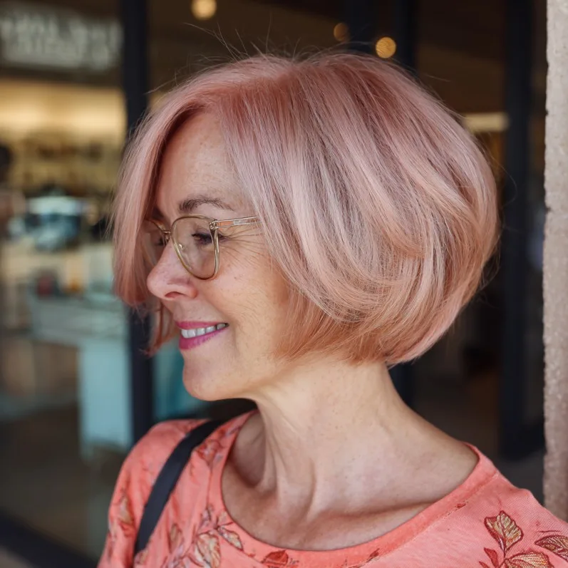 Soft Rounded Bob with Subtle Blush Tones