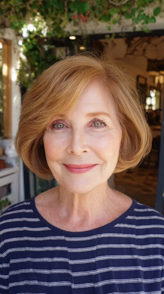 Soft Rounded Chin-Length Bob with Side-Swept Fringe