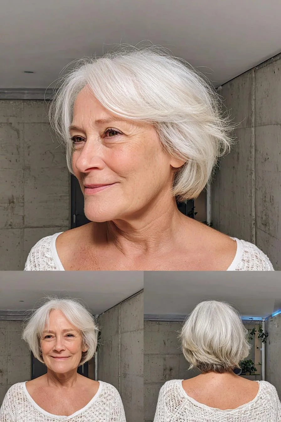 Soft Silver Layered Bob