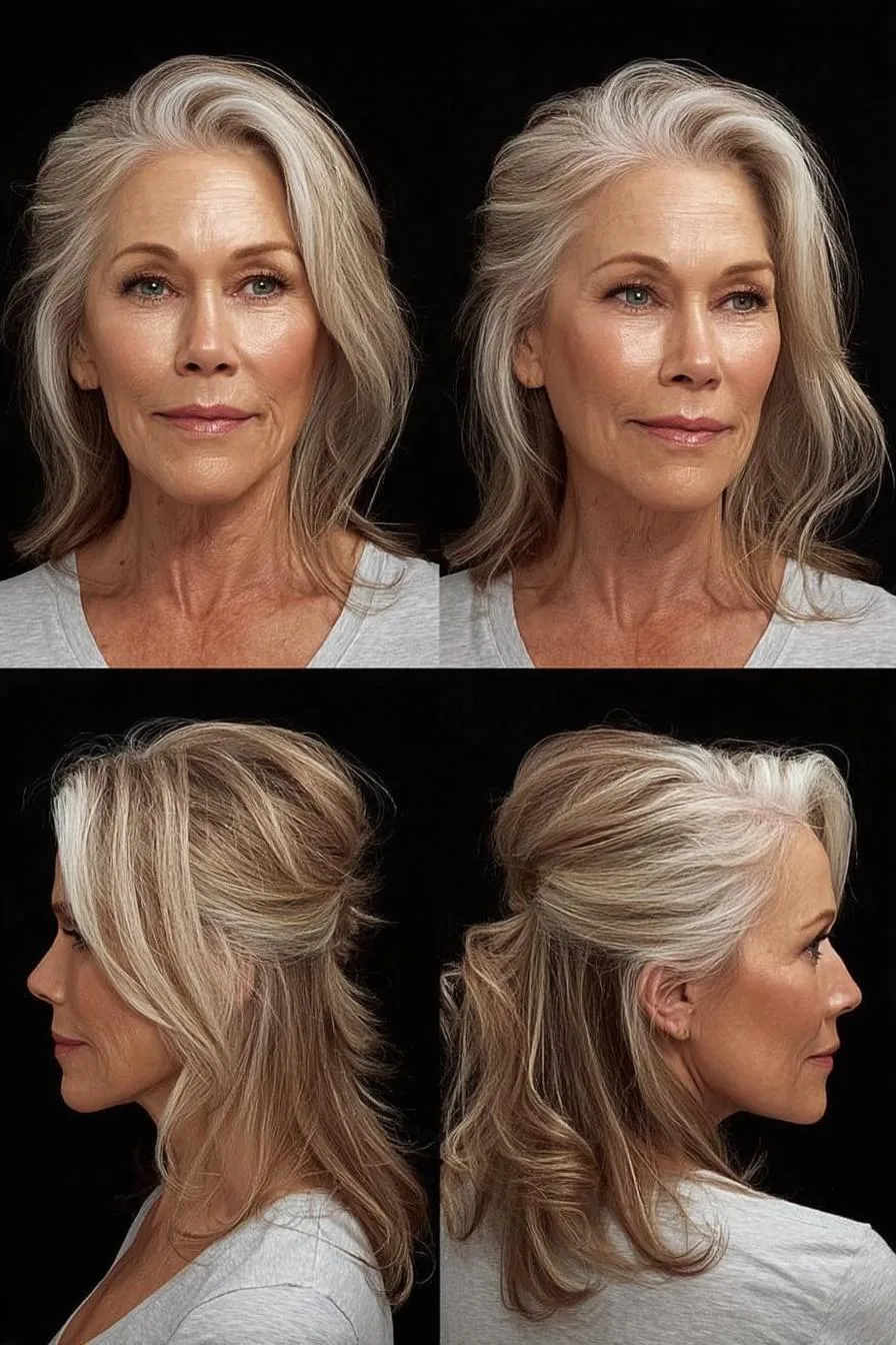 Soft Silver Layers Framing Beauty