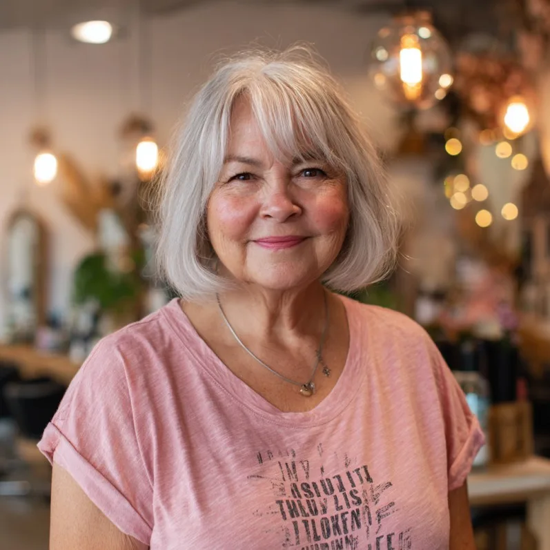 Soft Silver Razor-Cut Bob with Subtle Layers
