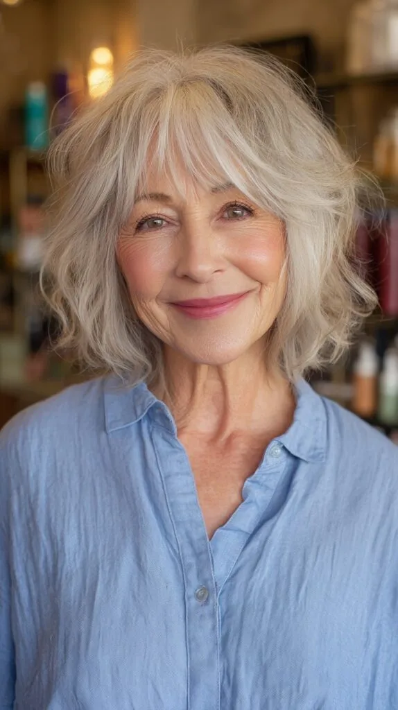 Soft Silver Textured Layers for Elegant Seniors