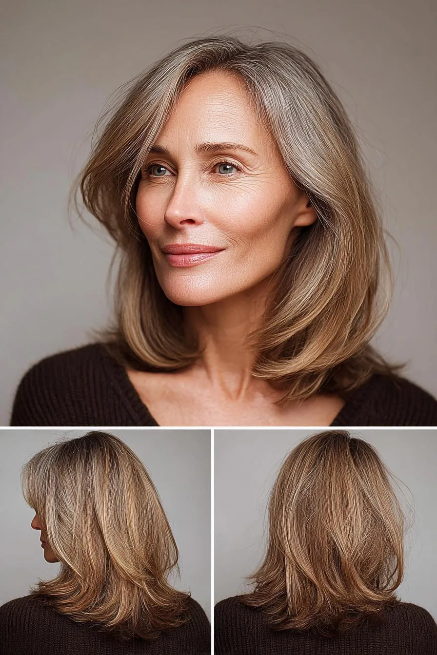 Soft sunlit layered bob