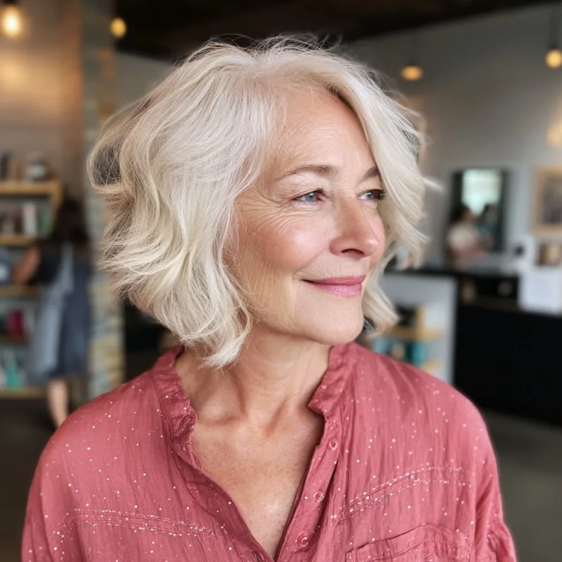 Soft Textured A-Line Bob with Gentle Waves