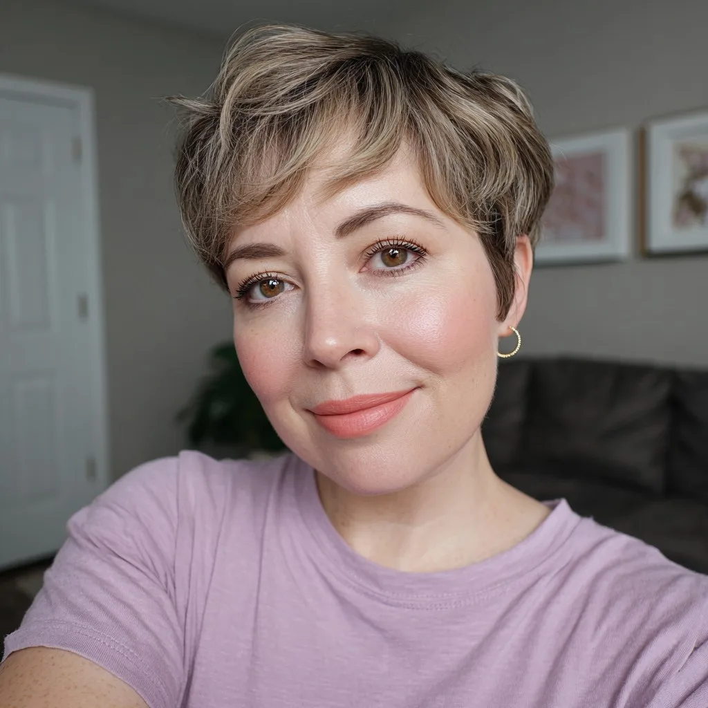 Soft Textured Pixie Cut with Subtle Highlights