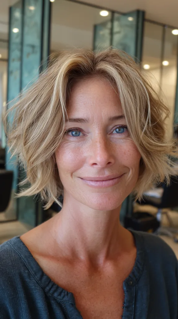 Soft Textured Shag Bob with Gentle Waves