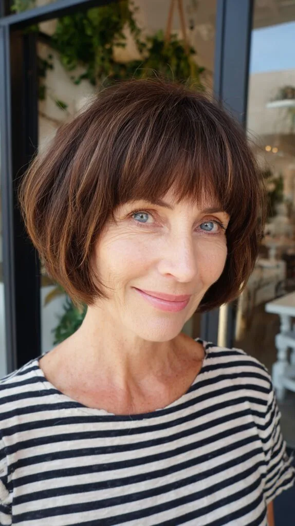Soft Textured Short Bob with Blunt Fringe