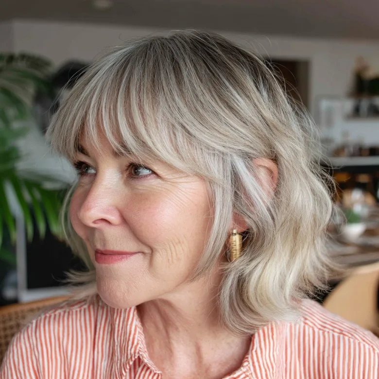 Soft Wavy Shoulder-Length Cut with Light Bangs