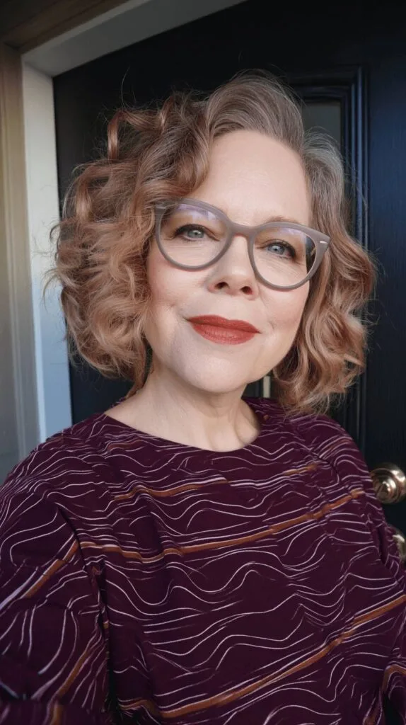 Soft Wispy Curly Lob with Framing Layers
