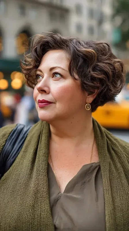 Softly Curled Ripple Bob with Natural Volume